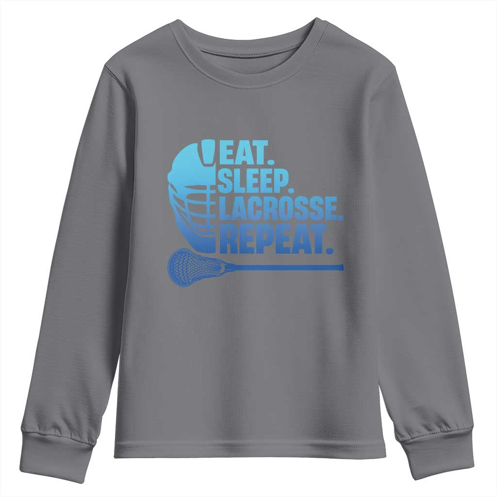 Eat Sleep Lacrosse Repeat Youth Sweatshirt Funny Lax Lover Player - Wonder Print Shop