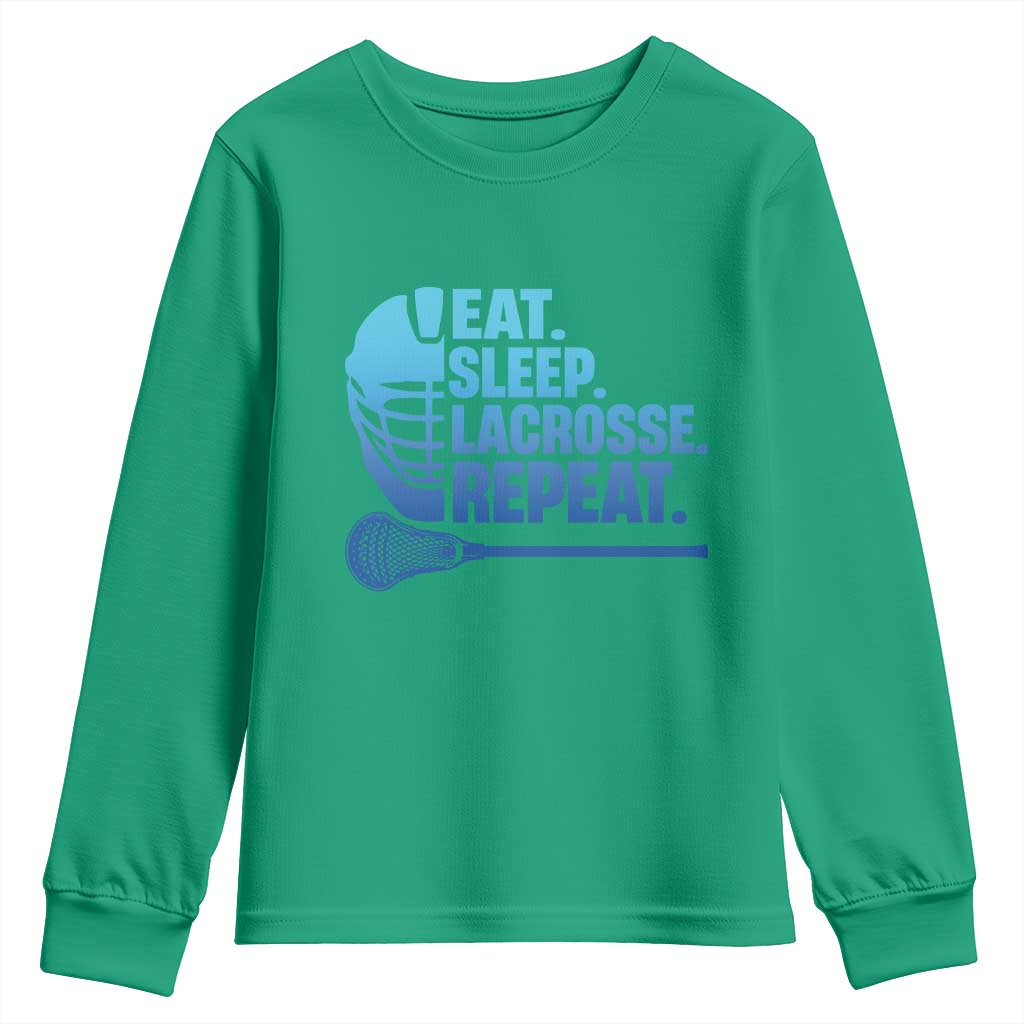 Eat Sleep Lacrosse Repeat Youth Sweatshirt Funny Lax Lover Player - Wonder Print Shop