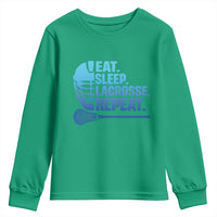 Eat Sleep Lacrosse Repeat Youth Sweatshirt Funny Lax Lover Player - Wonder Print Shop