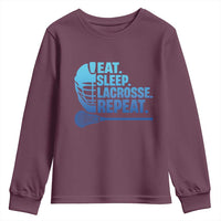 Eat Sleep Lacrosse Repeat Youth Sweatshirt Funny Lax Lover Player - Wonder Print Shop