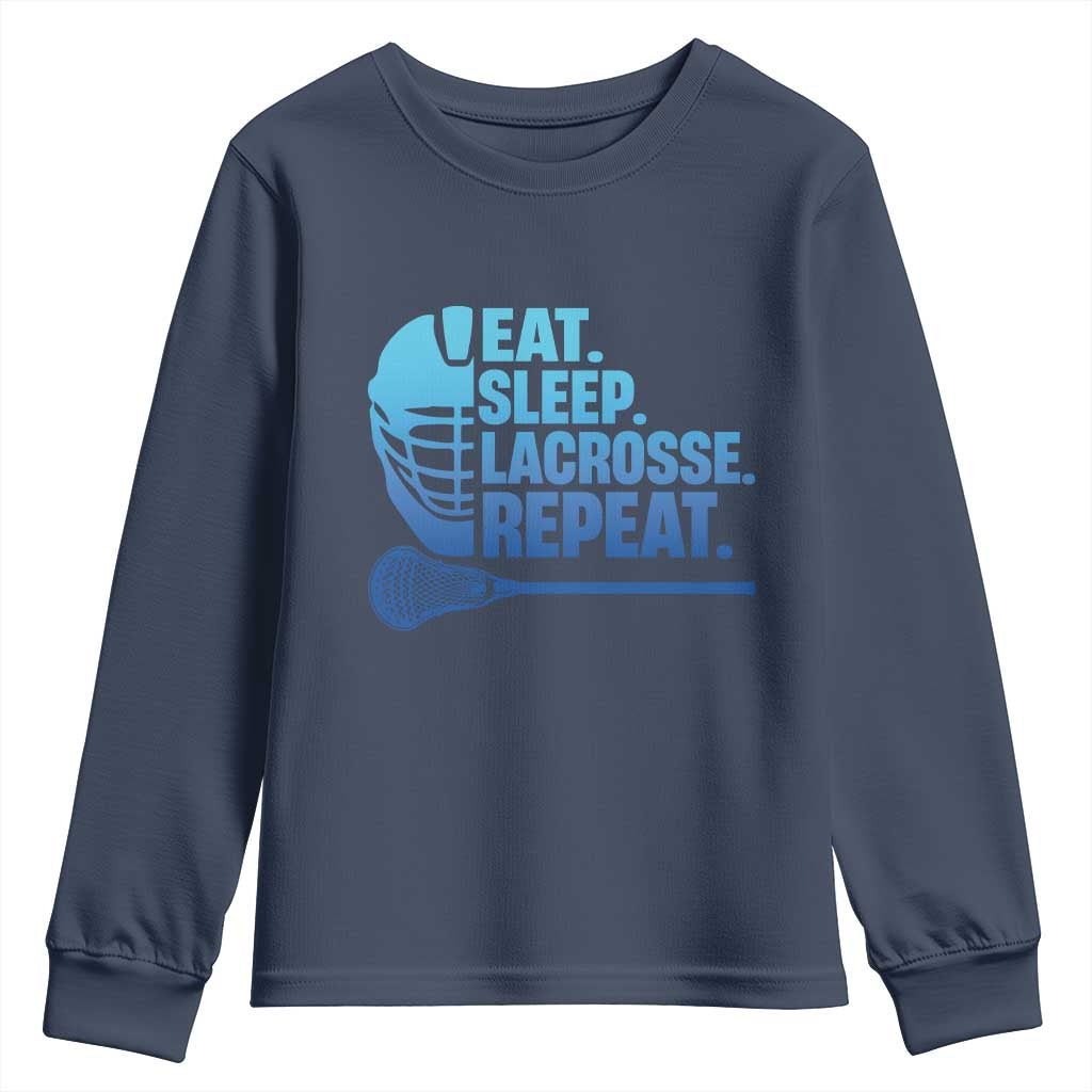 Eat Sleep Lacrosse Repeat Youth Sweatshirt Funny Lax Lover Player - Wonder Print Shop