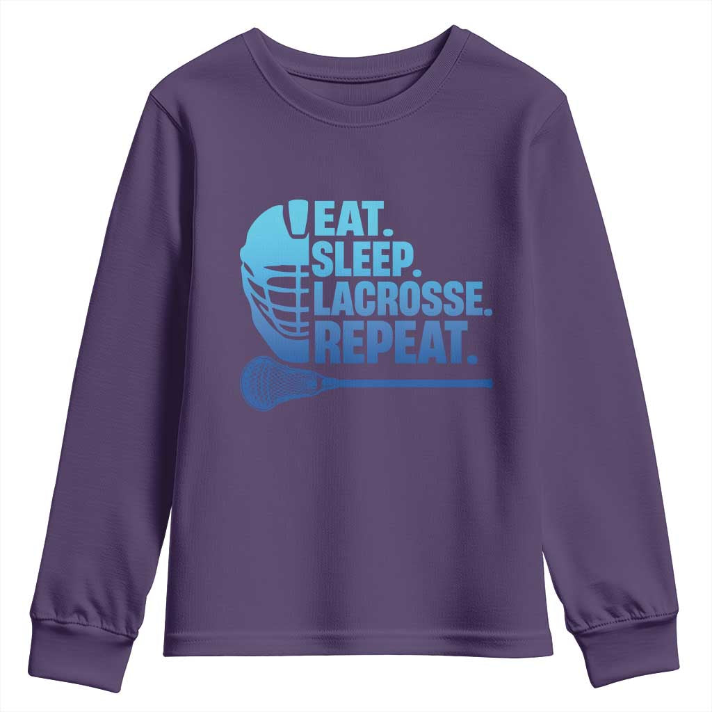 Eat Sleep Lacrosse Repeat Youth Sweatshirt Funny Lax Lover Player - Wonder Print Shop