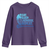 Eat Sleep Lacrosse Repeat Youth Sweatshirt Funny Lax Lover Player - Wonder Print Shop