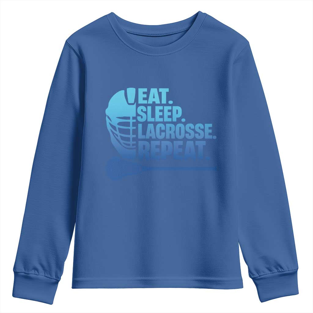 Eat Sleep Lacrosse Repeat Youth Sweatshirt Funny Lax Lover Player - Wonder Print Shop