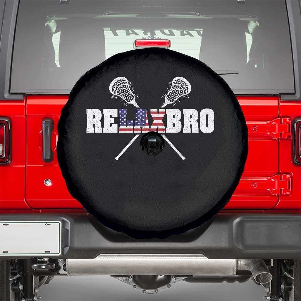 Funny Lacrosse Spare Tire Cover American Flag Relax Bro Lax Lover Joke
