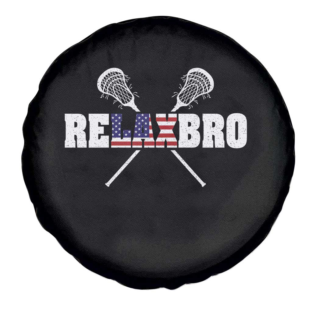 Funny Lacrosse Spare Tire Cover American Flag Relax Bro Lax Lover Joke