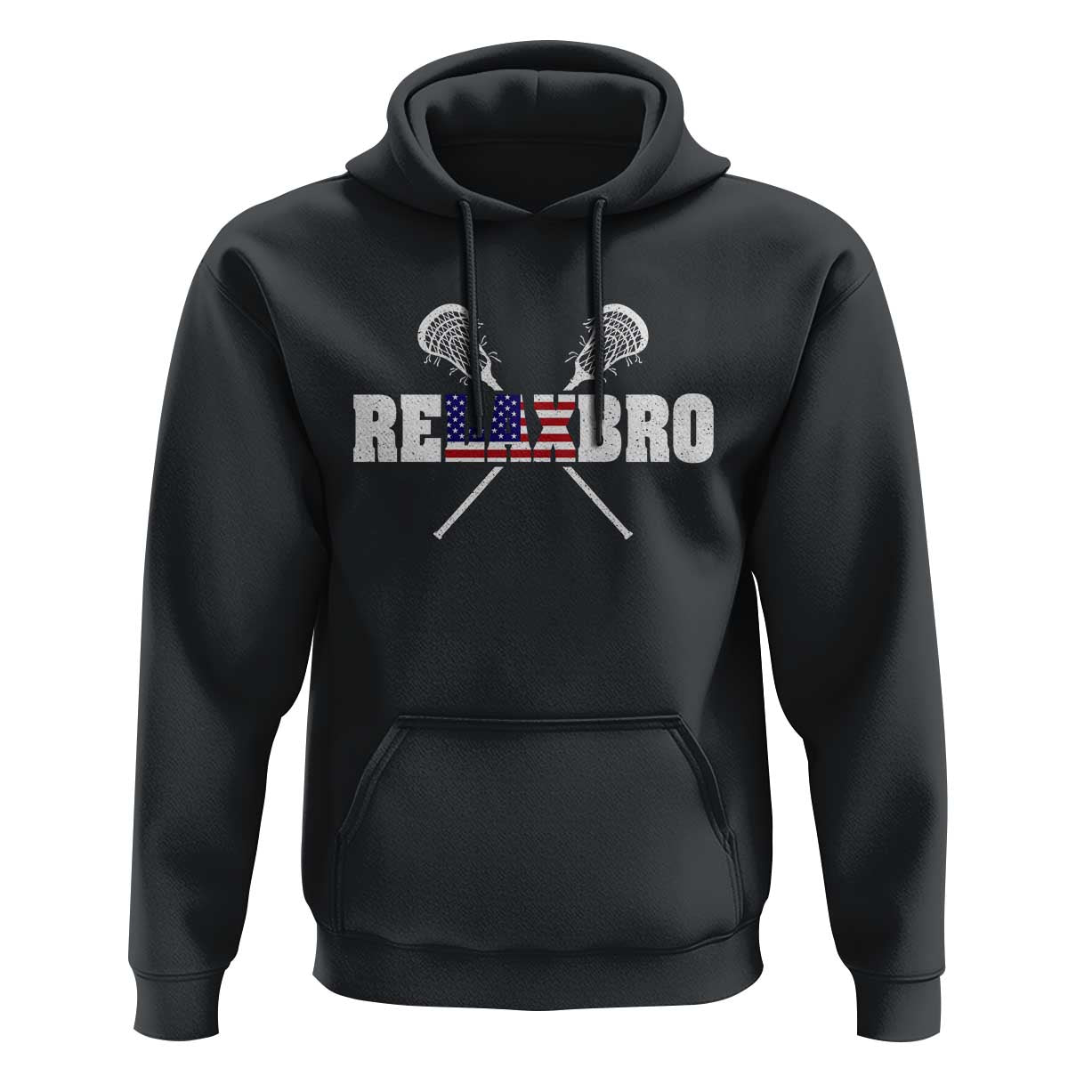 Funny Lacrosse Hoodie American Flag Relax Bro Lax Lover Joke