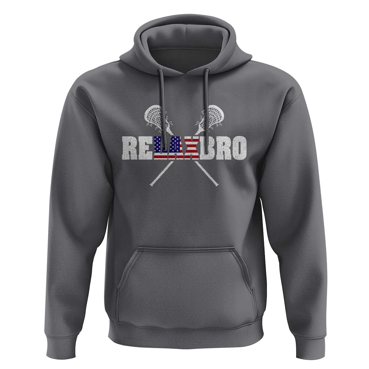 Funny Lacrosse Hoodie American Flag Relax Bro Lax Lover Joke