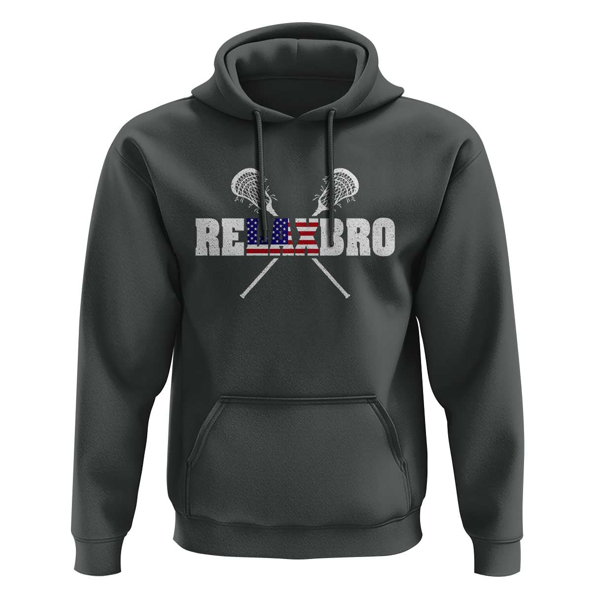 Funny Lacrosse Hoodie American Flag Relax Bro Lax Lover Joke