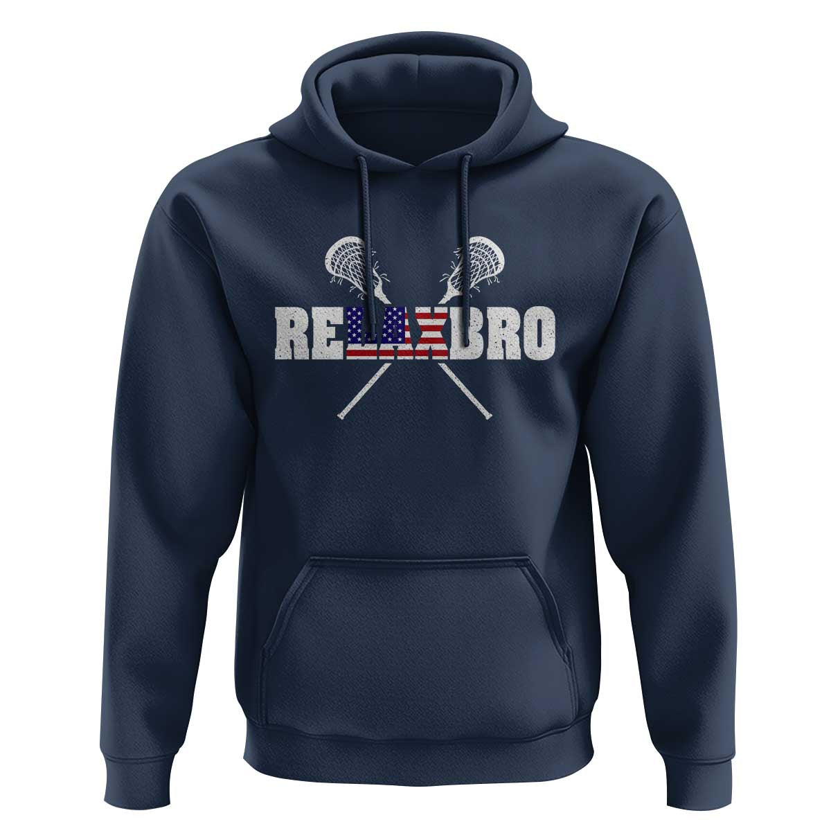 Funny Lacrosse Hoodie American Flag Relax Bro Lax Lover Joke