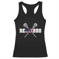Funny Lacrosse Racerback Tank Top American Flag Relax Bro Lax Lover Joke