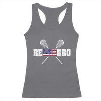 Funny Lacrosse Racerback Tank Top American Flag Relax Bro Lax Lover Joke