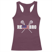 Funny Lacrosse Racerback Tank Top American Flag Relax Bro Lax Lover Joke