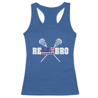 Funny Lacrosse Racerback Tank Top American Flag Relax Bro Lax Lover Joke