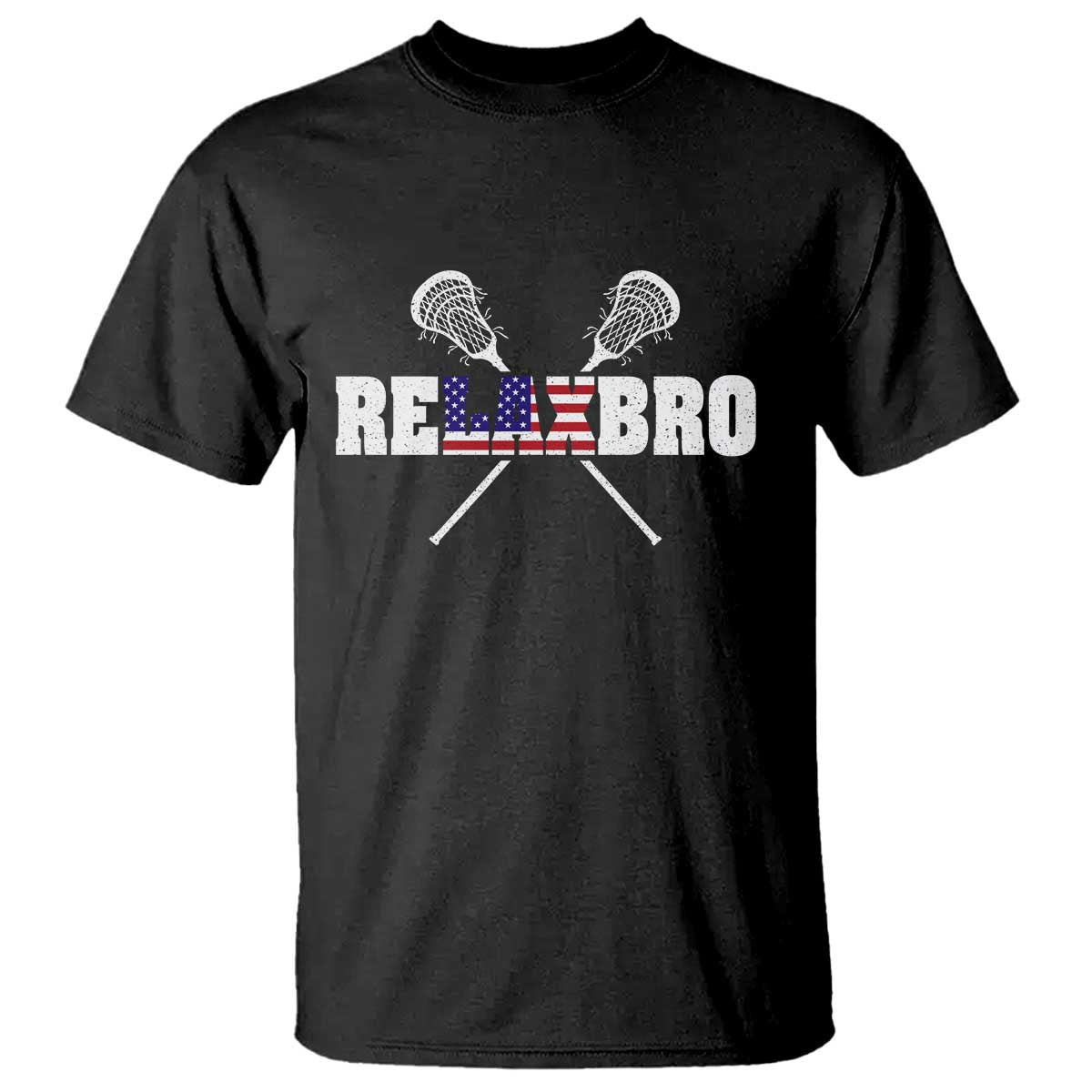 Funny Lacrosse T Shirt American Flag Relax Bro Lax Lover Joke