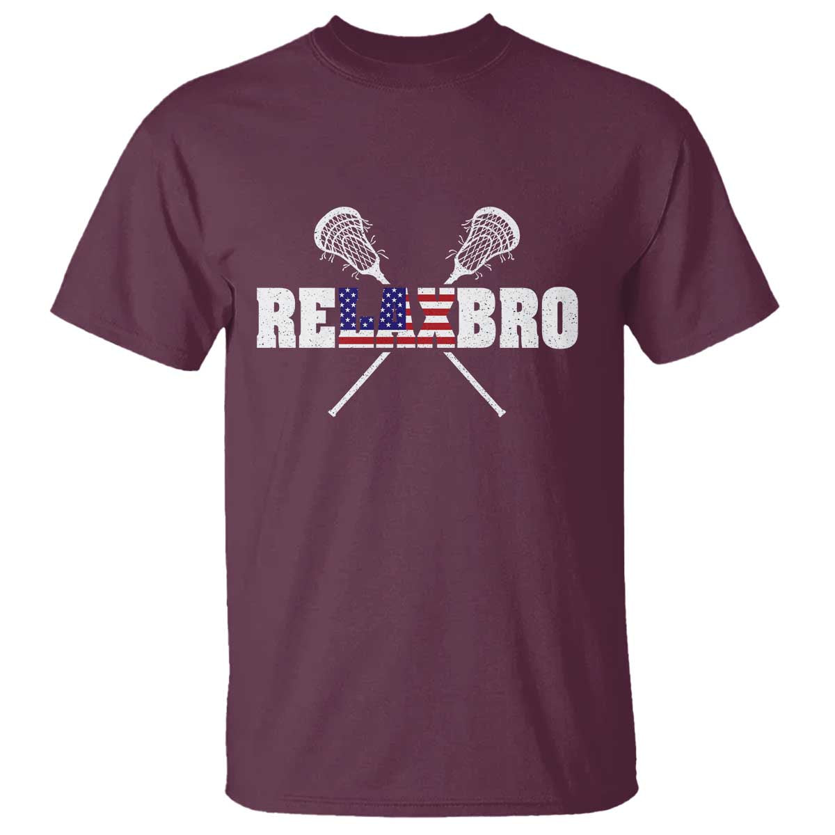 Funny Lacrosse T Shirt American Flag Relax Bro Lax Lover Joke