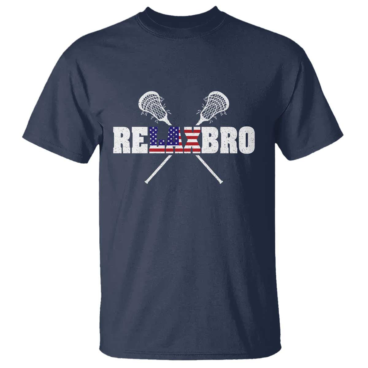 Funny Lacrosse T Shirt American Flag Relax Bro Lax Lover Joke