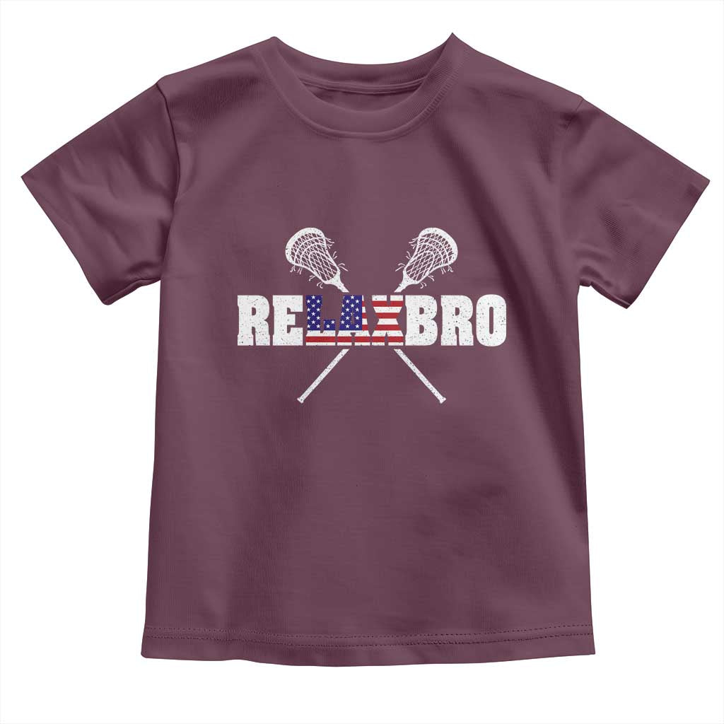 Funny Lacrosse Toddler T Shirt American Flag Relax Bro Lax Lover Joke
