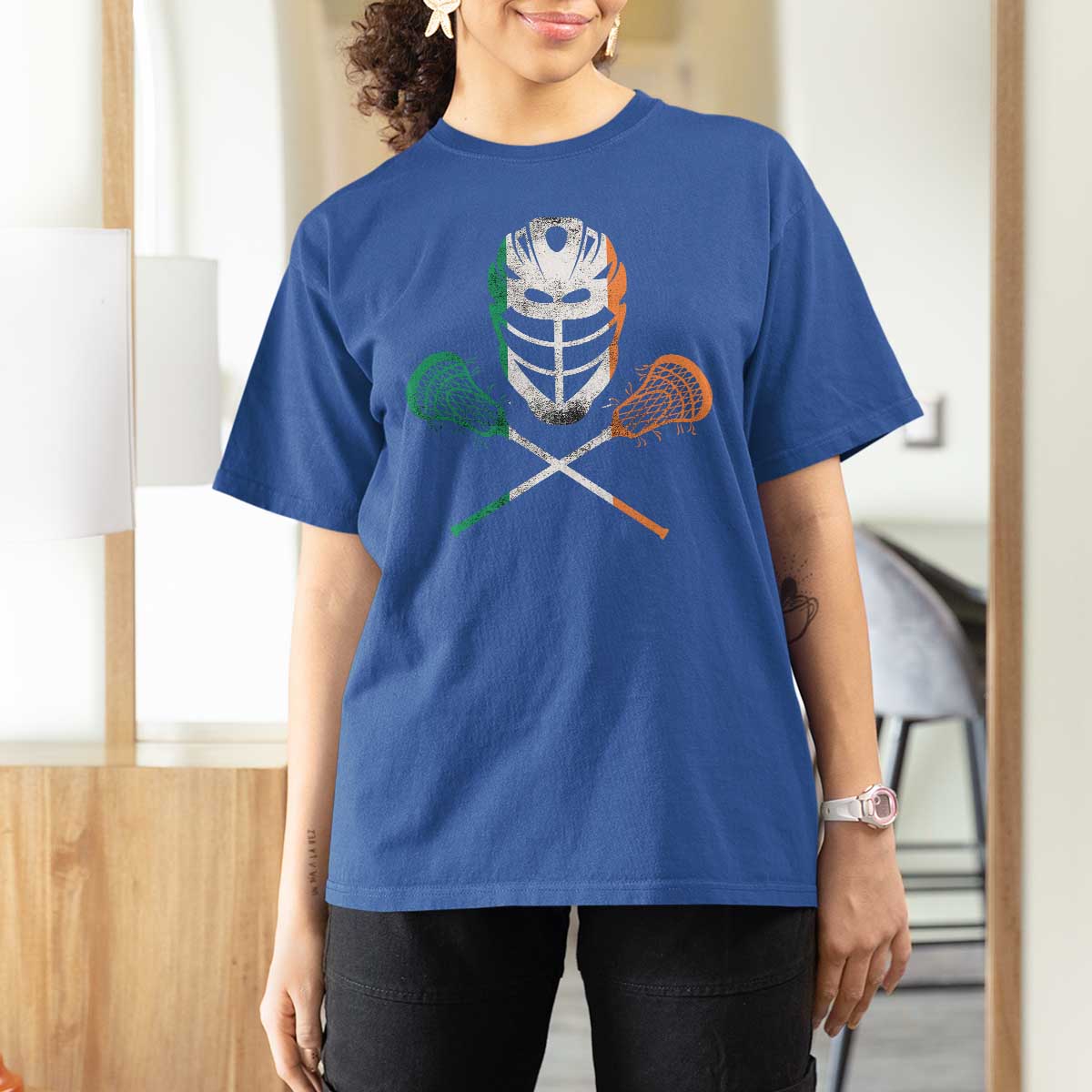 Ireland Lacrosse T Shirt For Women Irish Flag Ireland - Wonder Print Shop
