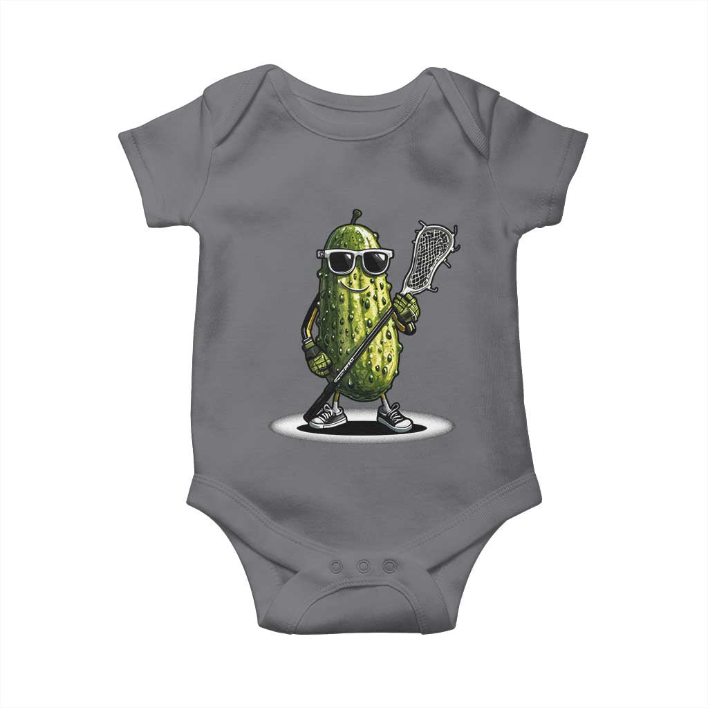 Funny Lacrosse Baby Onesie Pickle Playing Lax Lover Player - Wonder Print Shop