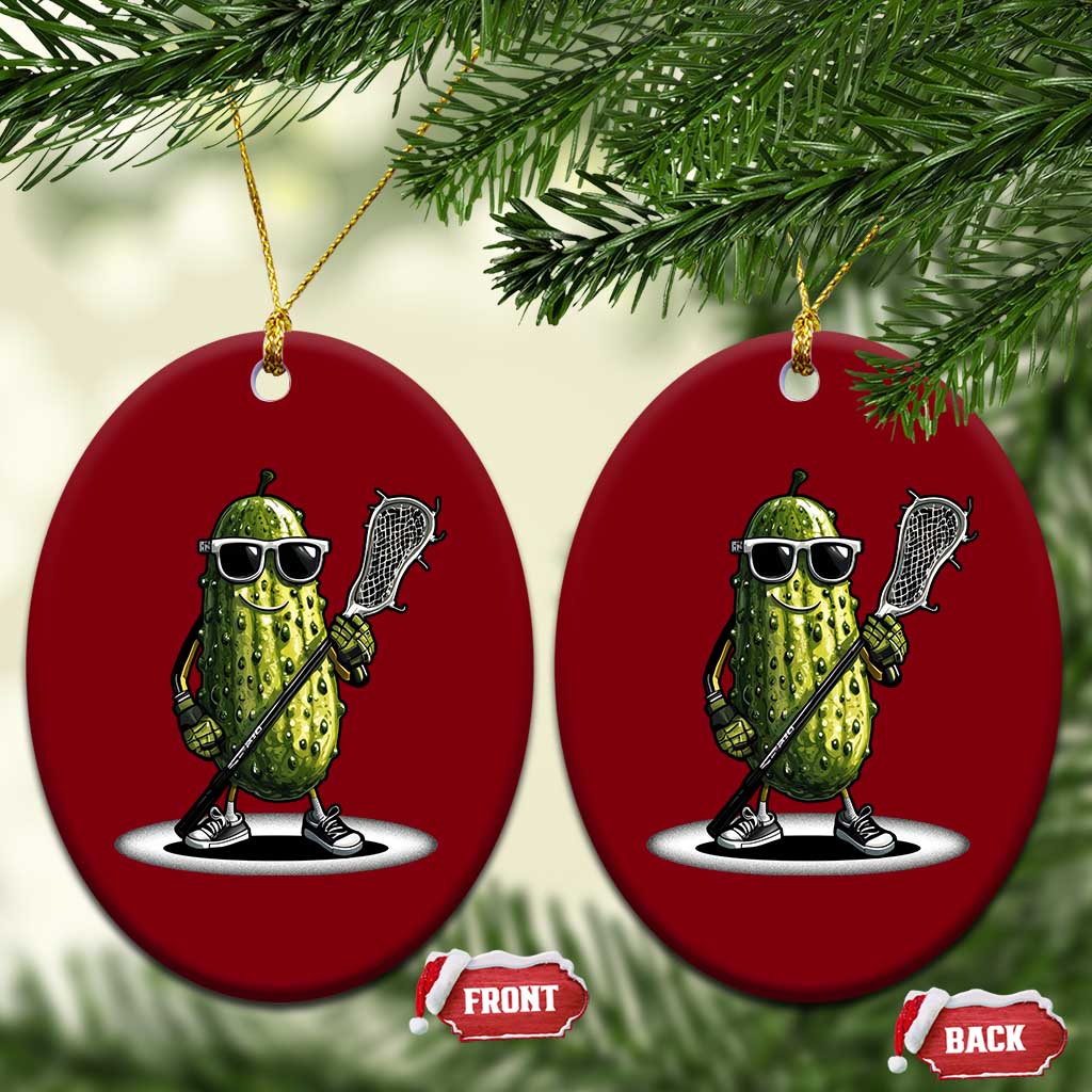 Funny Lacrosse Ceramic Ornament Pickle Playing Lax Lover Player - Wonder Print Shop