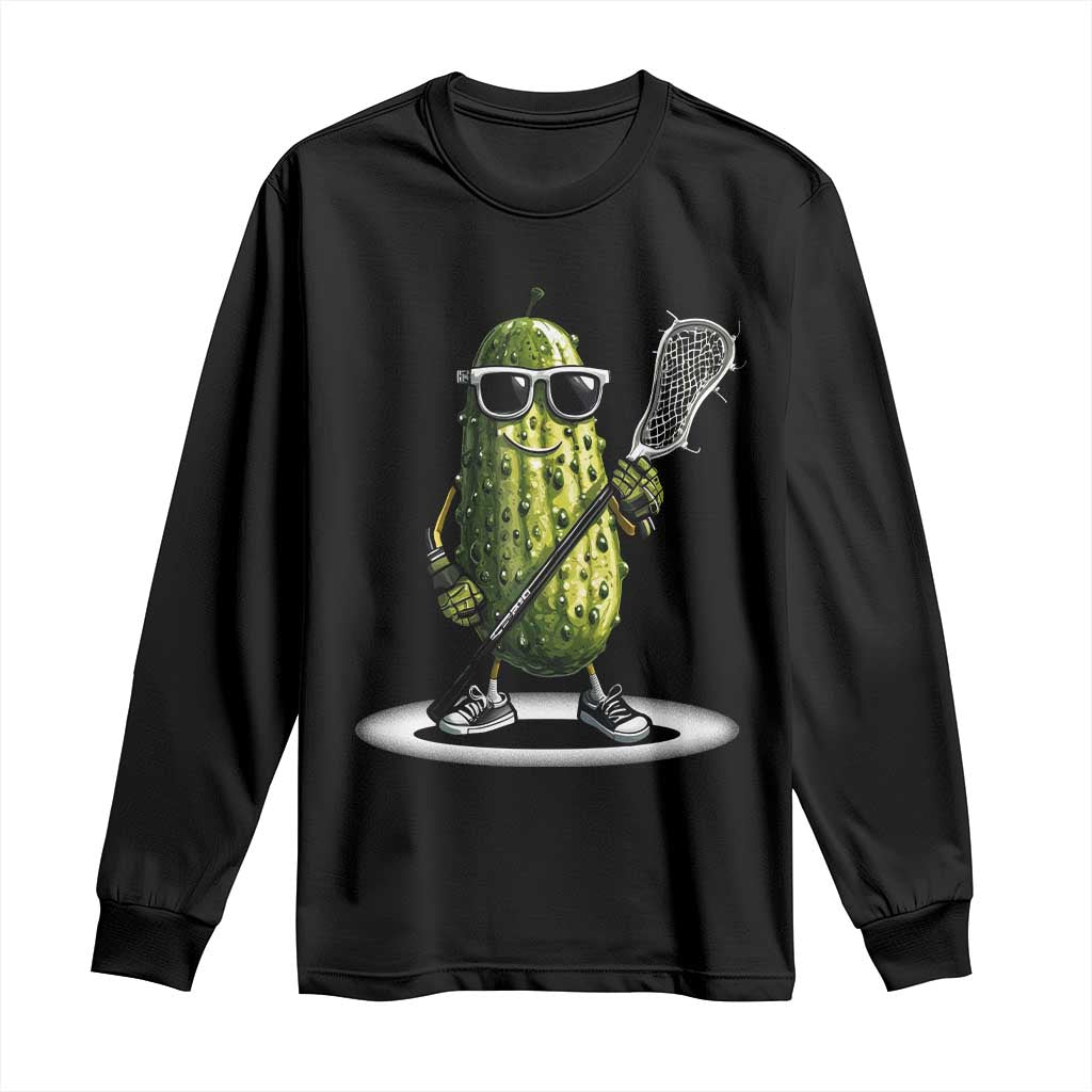 Funny Lacrosse Long Sleeve Shirt Pickle Playing Lax Lover Player - Wonder Print Shop
