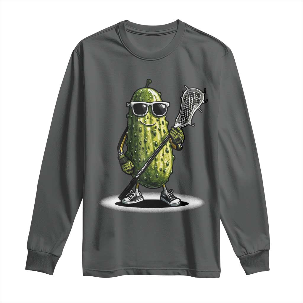 Funny Lacrosse Long Sleeve Shirt Pickle Playing Lax Lover Player - Wonder Print Shop