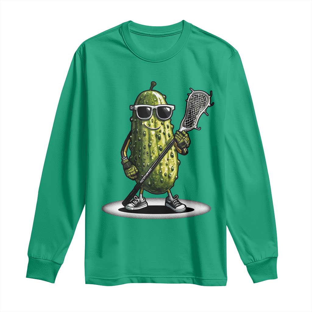 Funny Lacrosse Long Sleeve Shirt Pickle Playing Lax Lover Player - Wonder Print Shop