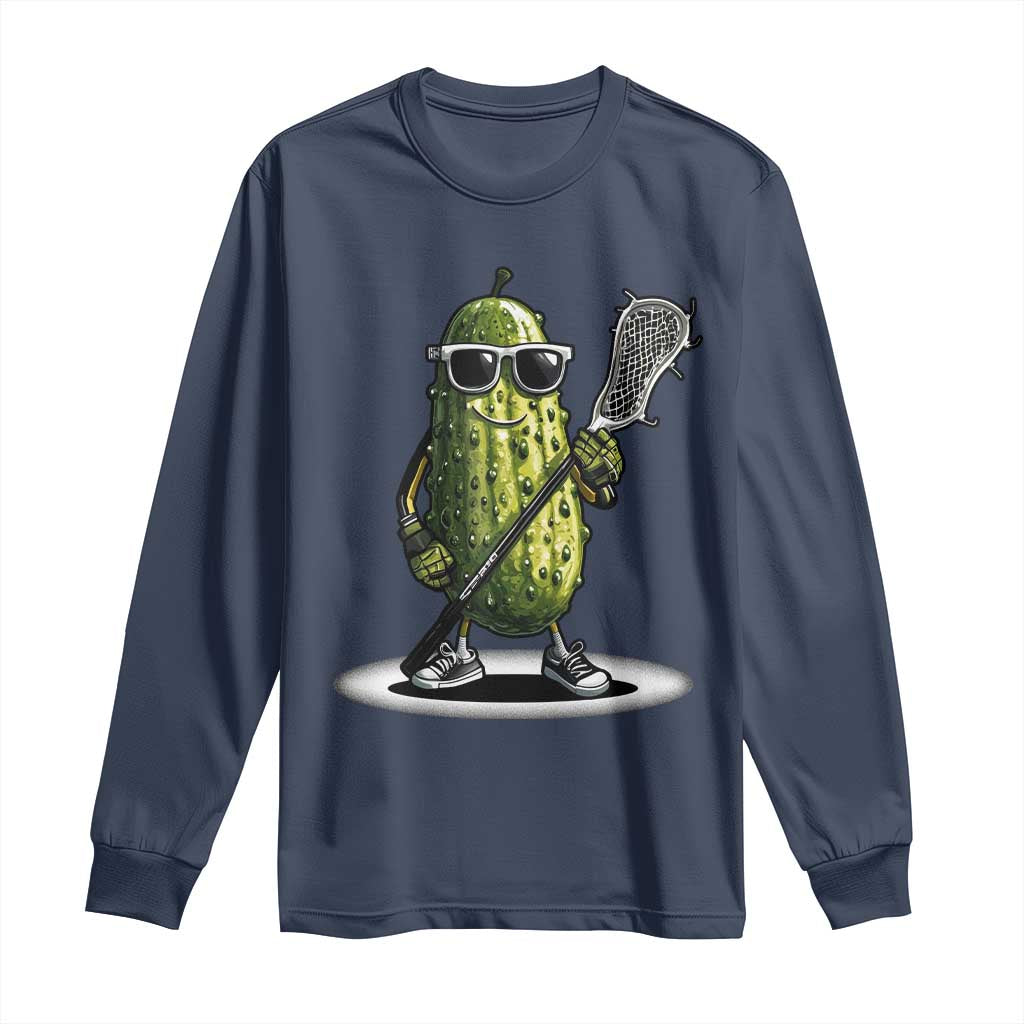 Funny Lacrosse Long Sleeve Shirt Pickle Playing Lax Lover Player - Wonder Print Shop