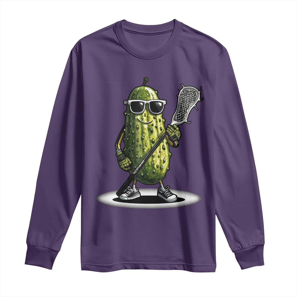 Funny Lacrosse Long Sleeve Shirt Pickle Playing Lax Lover Player - Wonder Print Shop