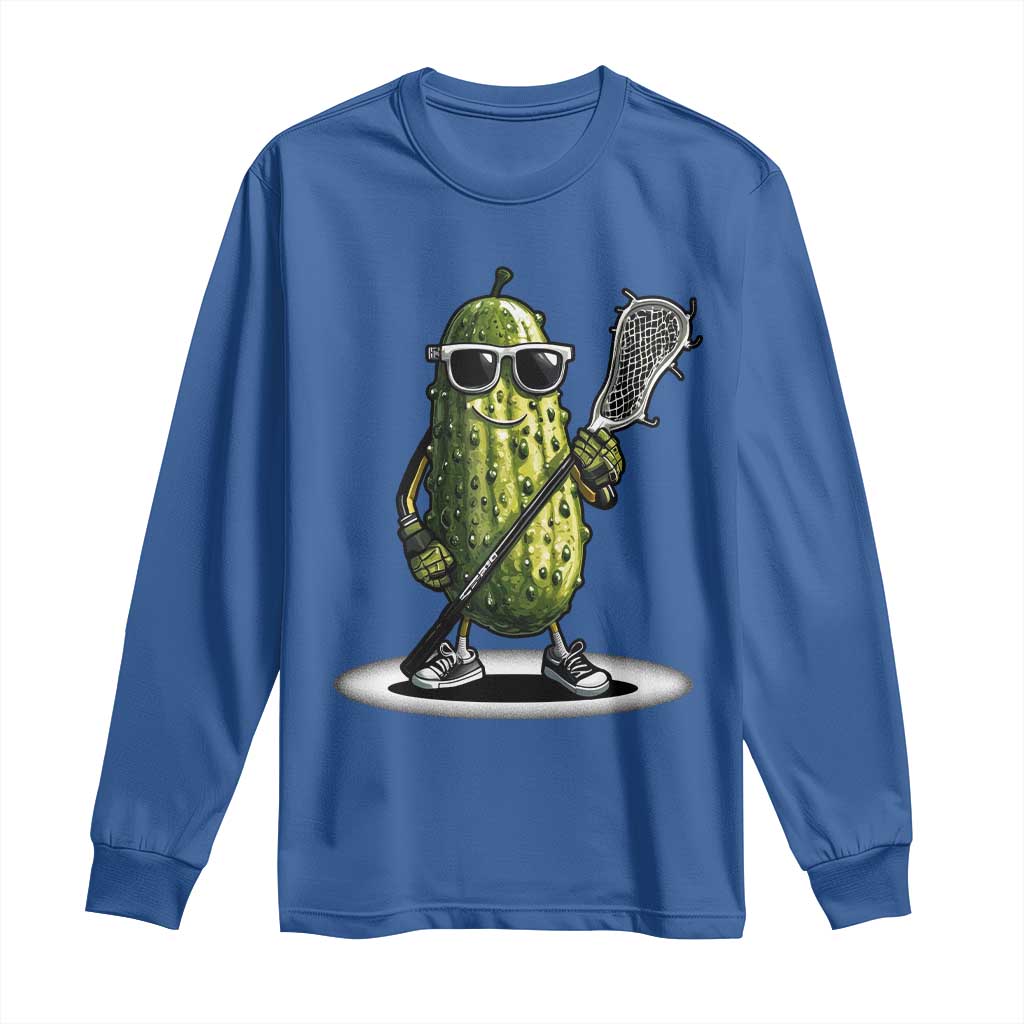 Funny Lacrosse Long Sleeve Shirt Pickle Playing Lax Lover Player - Wonder Print Shop