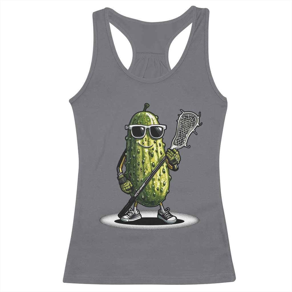 Funny Lacrosse Racerback Tank Top Pickle Playing Lax Lover Player - Wonder Print Shop