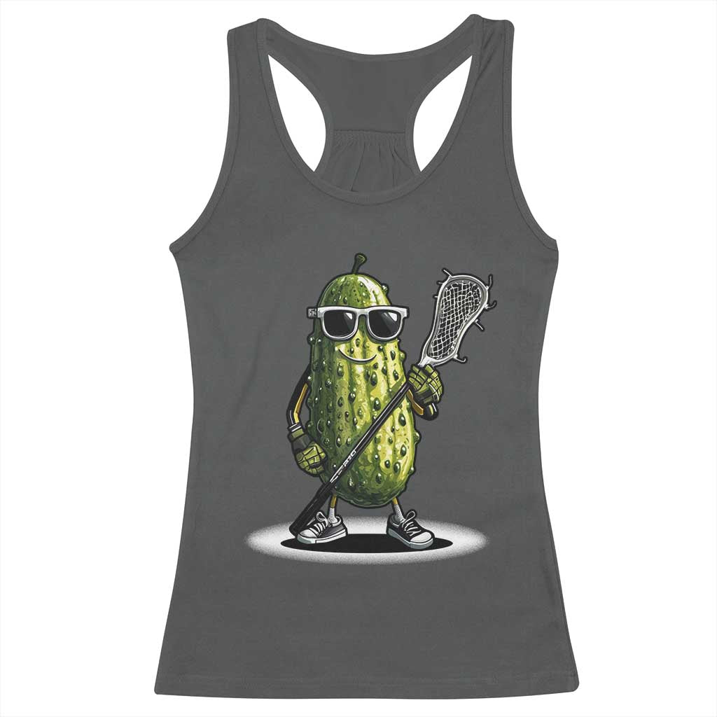 Funny Lacrosse Racerback Tank Top Pickle Playing Lax Lover Player - Wonder Print Shop