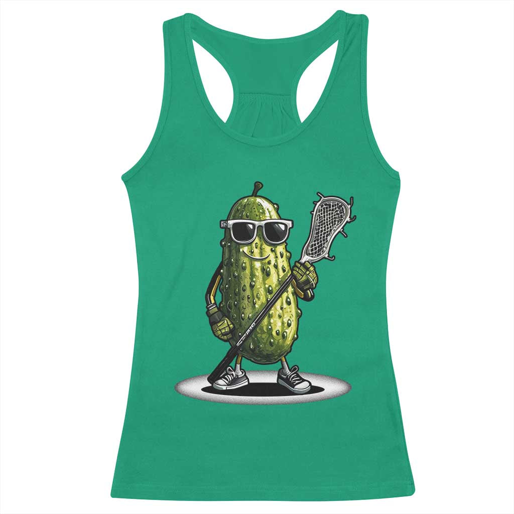 Funny Lacrosse Racerback Tank Top Pickle Playing Lax Lover Player - Wonder Print Shop