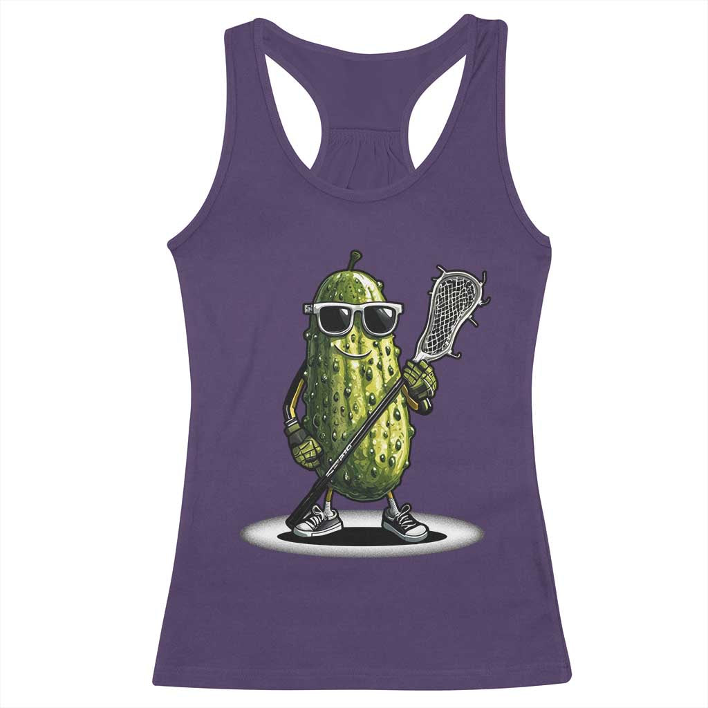 Funny Lacrosse Racerback Tank Top Pickle Playing Lax Lover Player - Wonder Print Shop