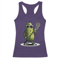 Funny Lacrosse Racerback Tank Top Pickle Playing Lax Lover Player - Wonder Print Shop