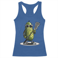 Funny Lacrosse Racerback Tank Top Pickle Playing Lax Lover Player - Wonder Print Shop