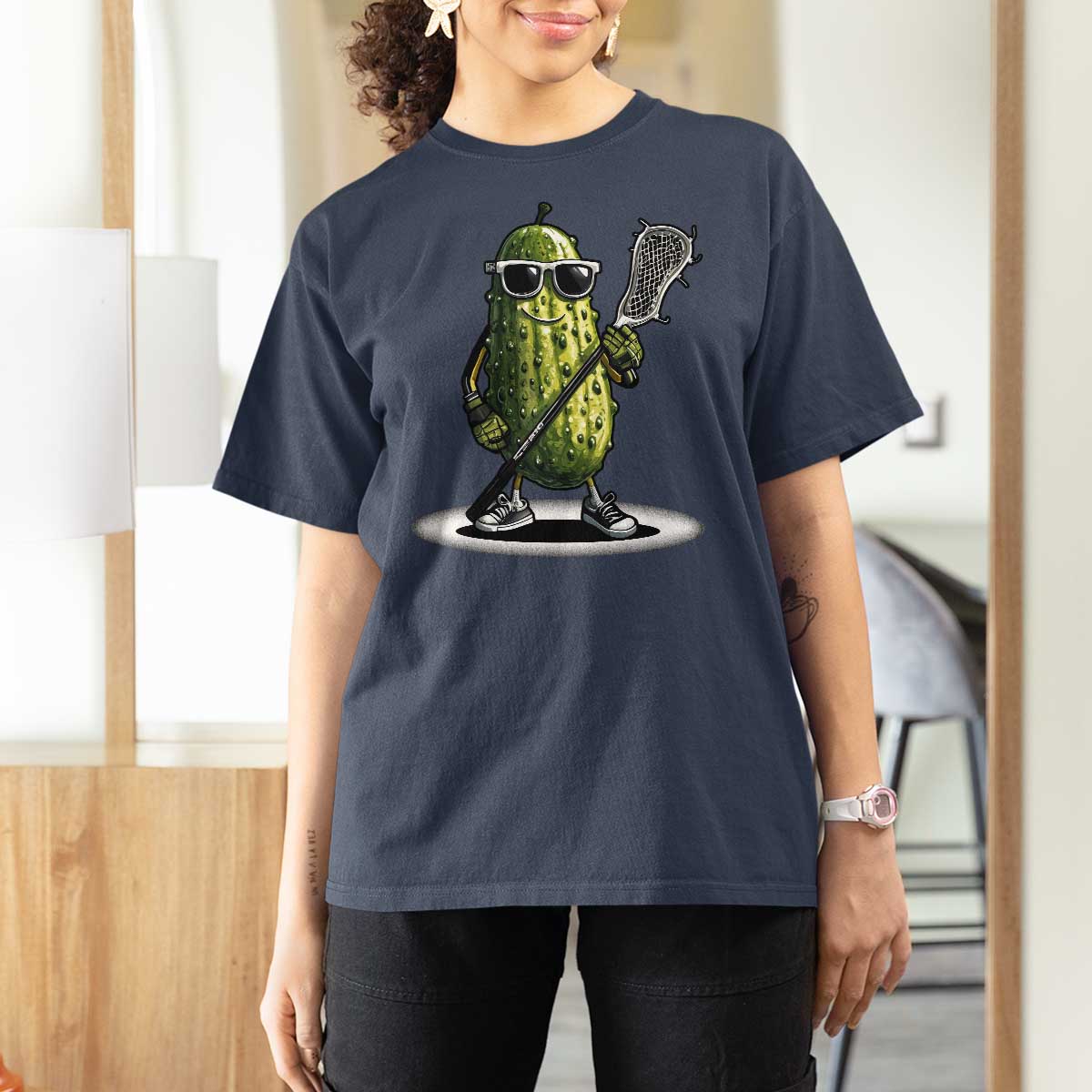 Funny Lacrosse T Shirt For Women Pickle Playing Lax Lover Player - Wonder Print Shop