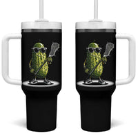 Funny Lacrosse Tumbler With Handle Pickle Playing Lax Lover Player - Wonder Print Shop