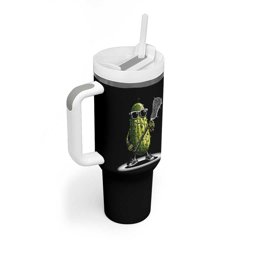 Funny Lacrosse Tumbler With Handle Pickle Playing Lax Lover Player - Wonder Print Shop
