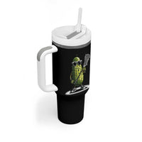 Funny Lacrosse Tumbler With Handle Pickle Playing Lax Lover Player - Wonder Print Shop