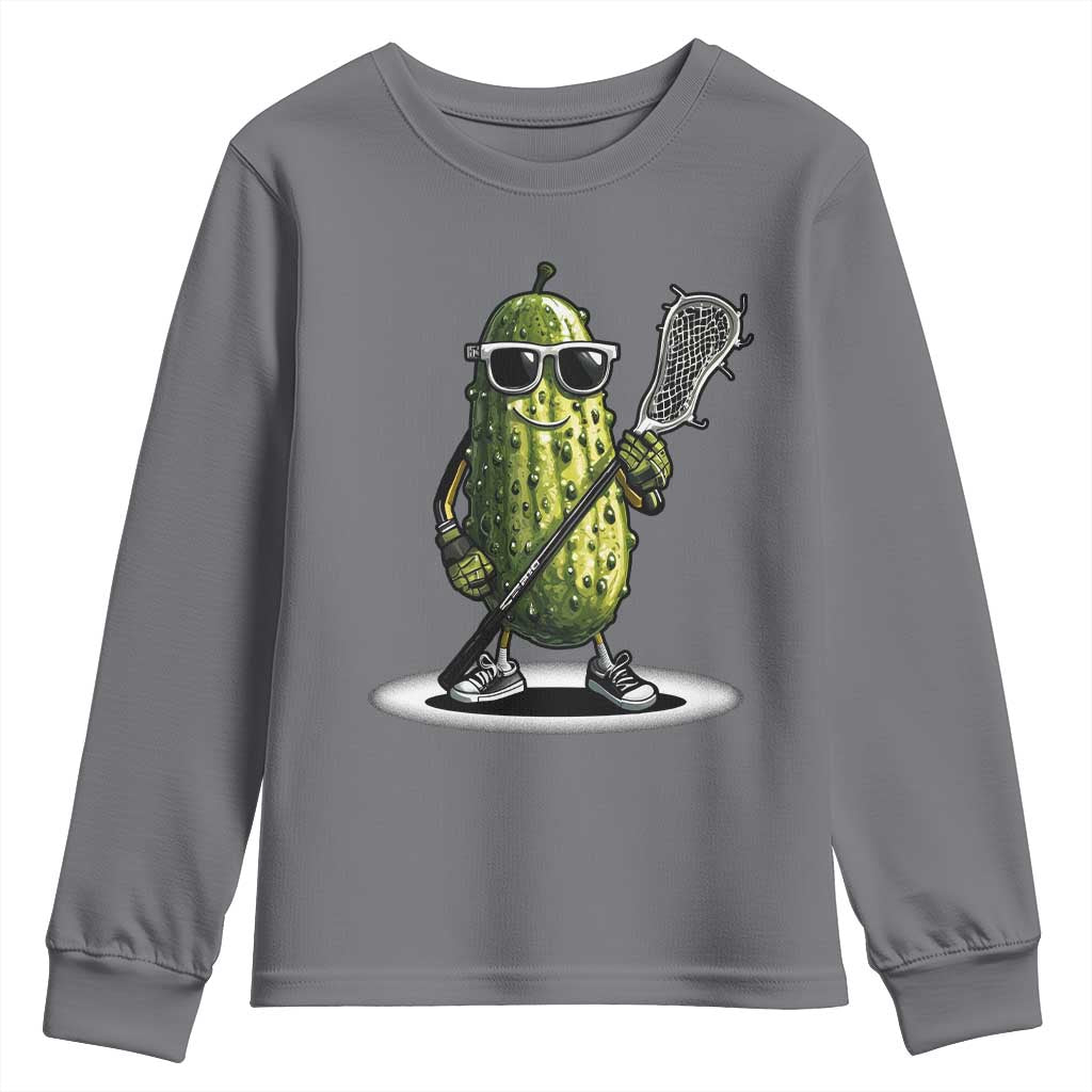 Funny Lacrosse Youth Sweatshirt Pickle Playing Lax Lover Player - Wonder Print Shop