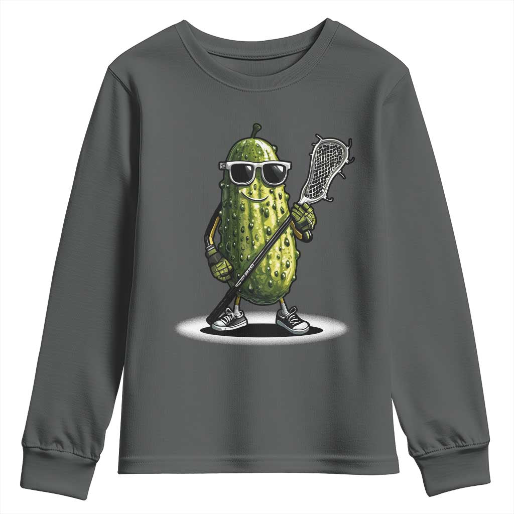 Funny Lacrosse Youth Sweatshirt Pickle Playing Lax Lover Player - Wonder Print Shop