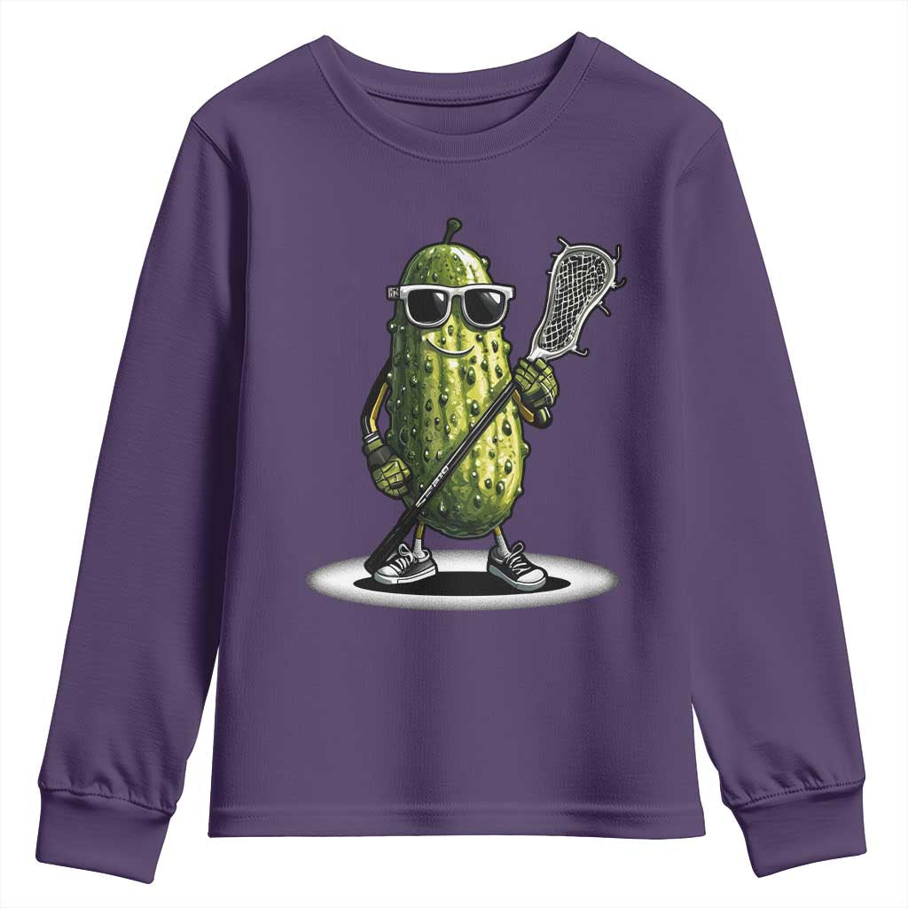 Funny Lacrosse Youth Sweatshirt Pickle Playing Lax Lover Player - Wonder Print Shop