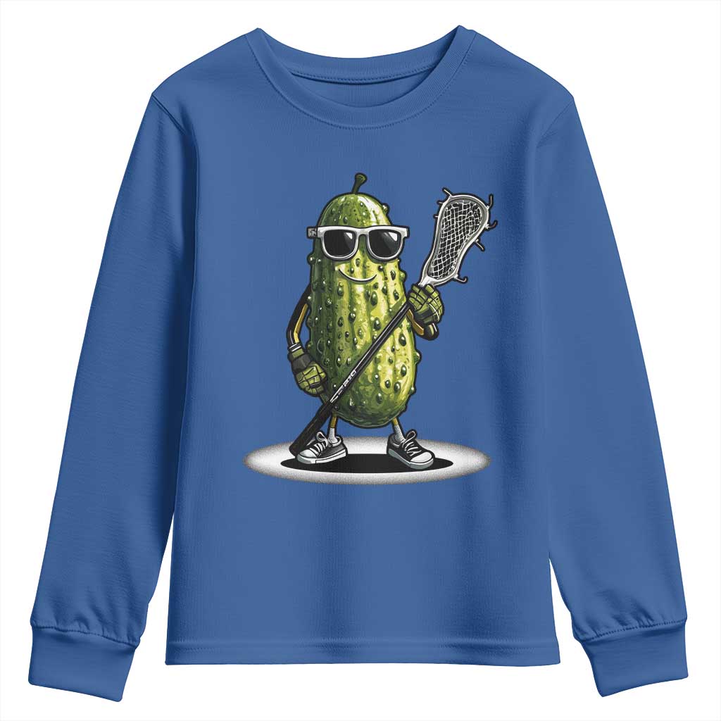Funny Lacrosse Youth Sweatshirt Pickle Playing Lax Lover Player - Wonder Print Shop
