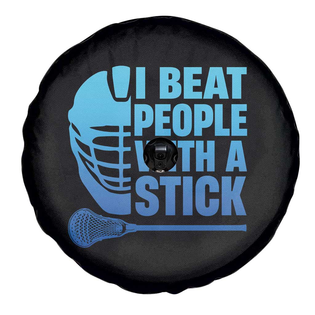 Funny Lacrosse Player Spare Tire Cover I Beat People With A Stick Funny Saying - Wonder Print Shop