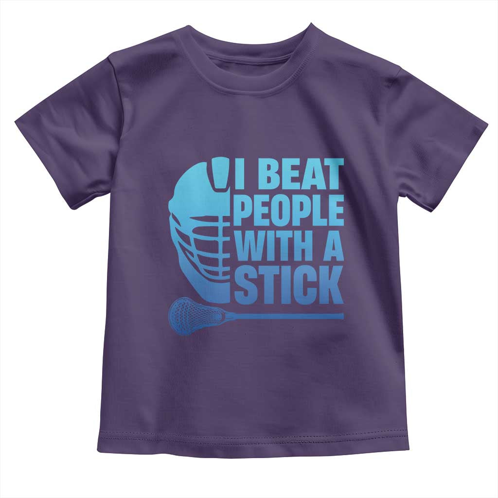 Funny Lacrosse Player Toddler T Shirt I Beat People With A Stick Funny Saying - Wonder Print Shop