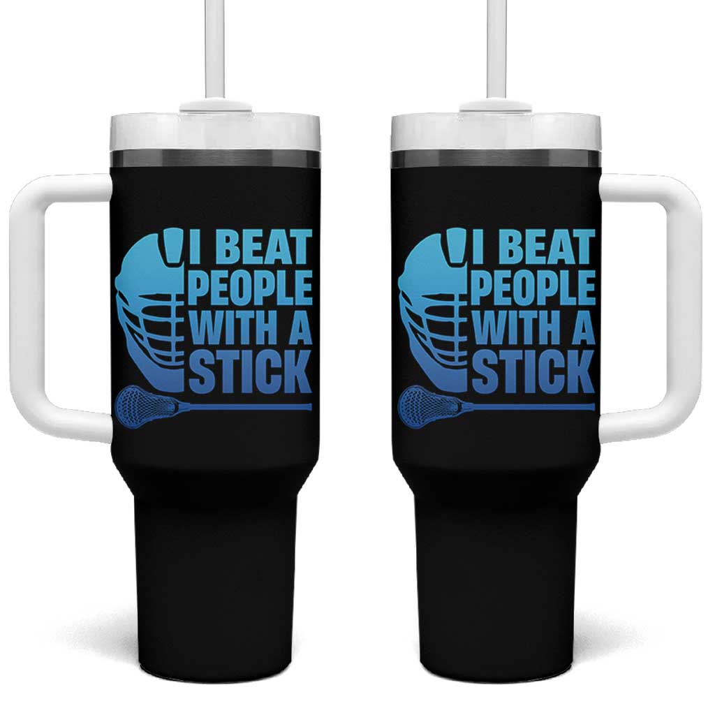 Funny Lacrosse Player Tumbler With Handle I Beat People With A Stick Funny Saying - Wonder Print Shop