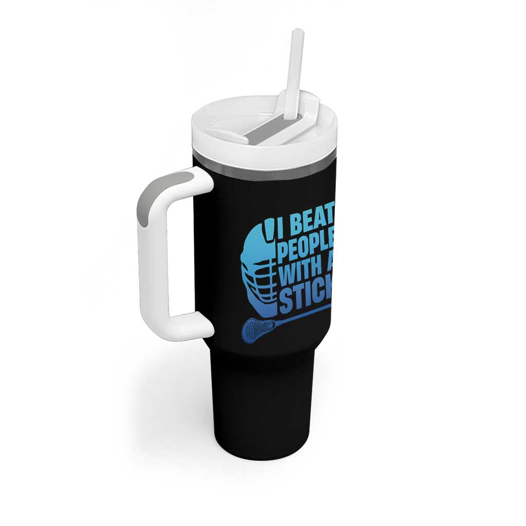 Funny Lacrosse Player Tumbler With Handle I Beat People With A Stick Funny Saying - Wonder Print Shop