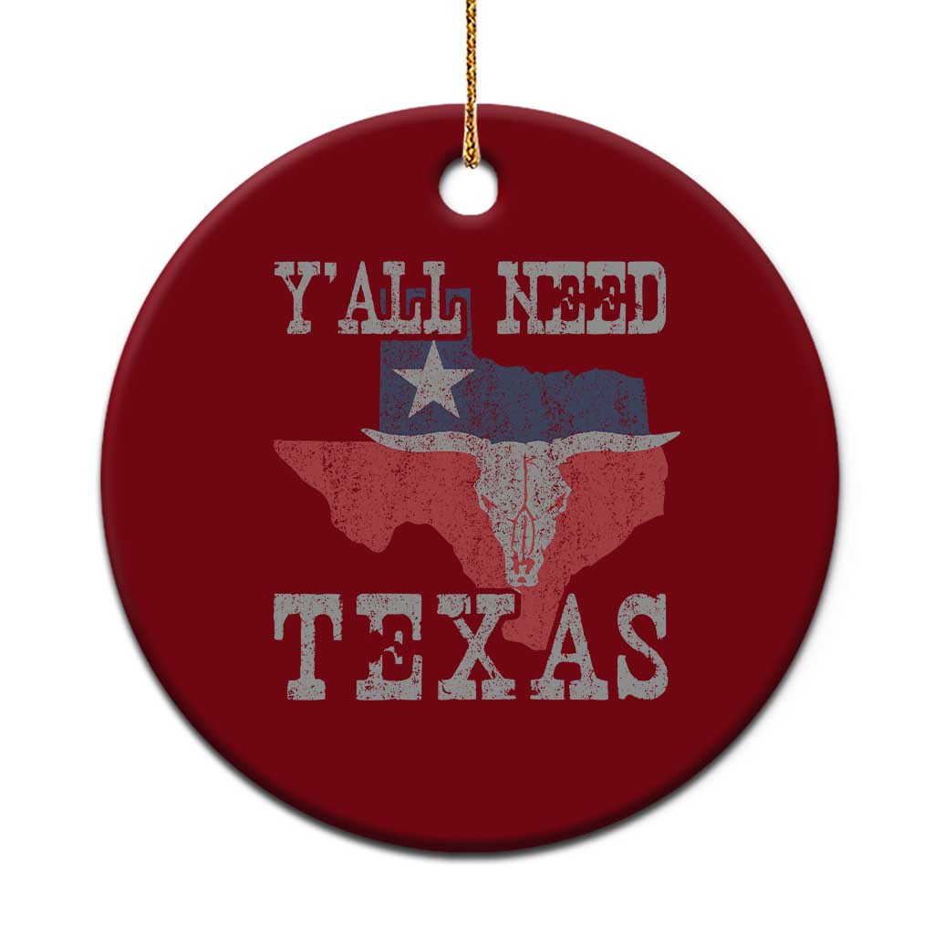 Yall Need Texas Ceramic Ornament State Map Vintage - Wonder Print Shop